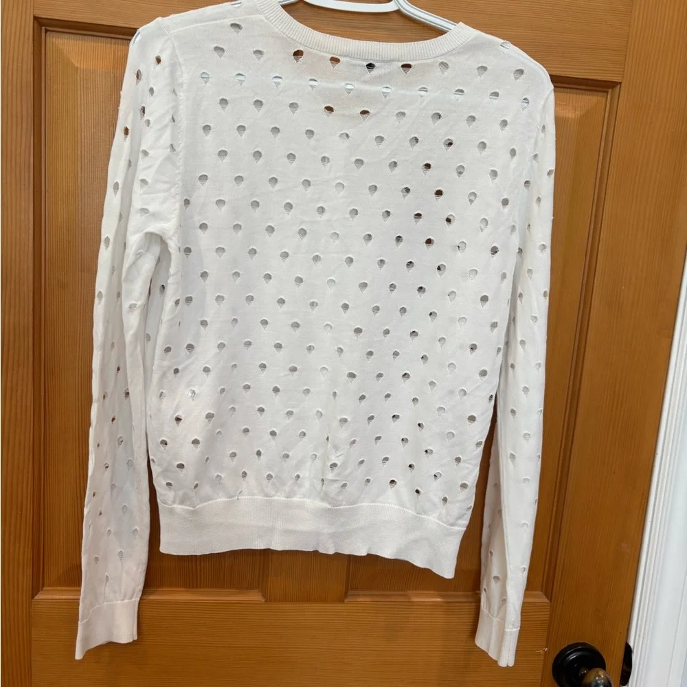 Sandro White Open-Knit Button Cardigan - Picture 3 of 5
